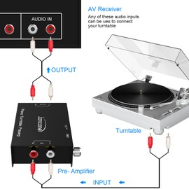 Phono Turntable Preamp, Phonograph Preamplifier with RCA Input, RCA/TRS Output, Phono Preamp for Turntable Record Play with 12 Volt DC Adapter