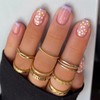 24 Piezas Uñas Postizas Francesa Corto, Rosa y Blanco Puntas