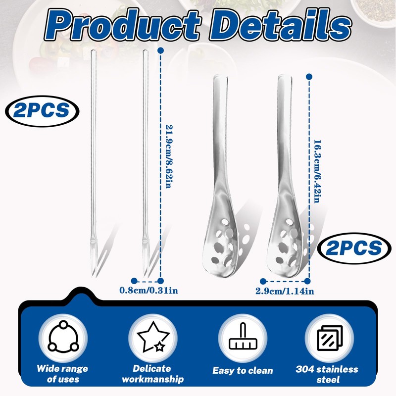 LELE LIFE 4Pcs Olive Spoon and Pickle Fork Tool, SUS304