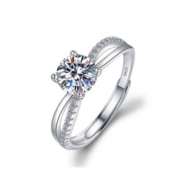 TOEECY 925 Sterling Silver Rings for women Sparkling Cubic Zirconia Moissanite Engagement Eternity Wedding Ring Adjustable Jewelry Love Gifts Girls Ladies Couples (#4)