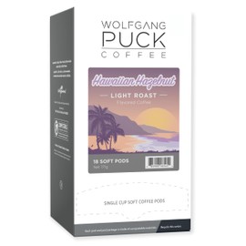 Wolfgang Puck Coffee, Hawaiian Hazelnut Flavored, 9.5 Gram soft Pods, 18 Count (Pack of 3)