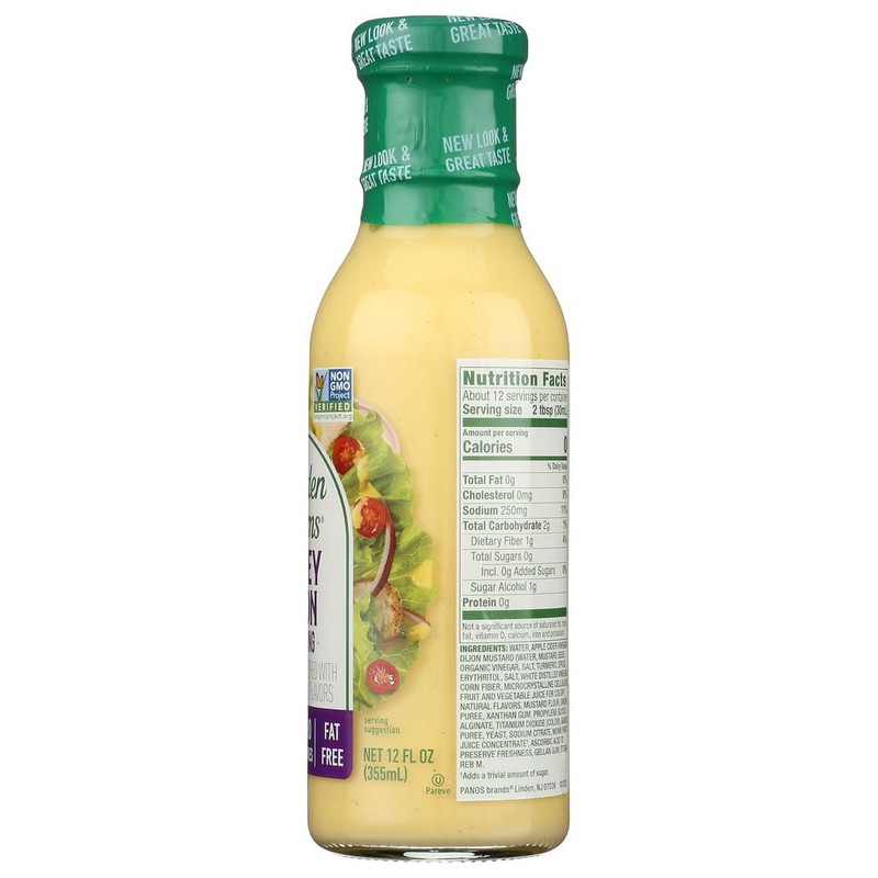 Walden Farms Honey Dijon Dressing - Calorie-Free, Gluten-Free, Low Carb,