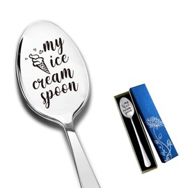 MeiFuJuW My Ice Cream Spoon Engraved Stainless Steel Spoon for Ice Cream Lovers,Best Friends Women Kids Birthday, Valentine,Christmas Funny Spoon Gift