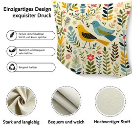 Cirzone Outdoor Cushion Covers, Pack of 4, 40 x 40 cm, Decorative Outdoor Cushions, Waterproof, Spring Flowers and Birds, Graphic Cushion Covers, for Sofa Cushions, Garden, Outdoor