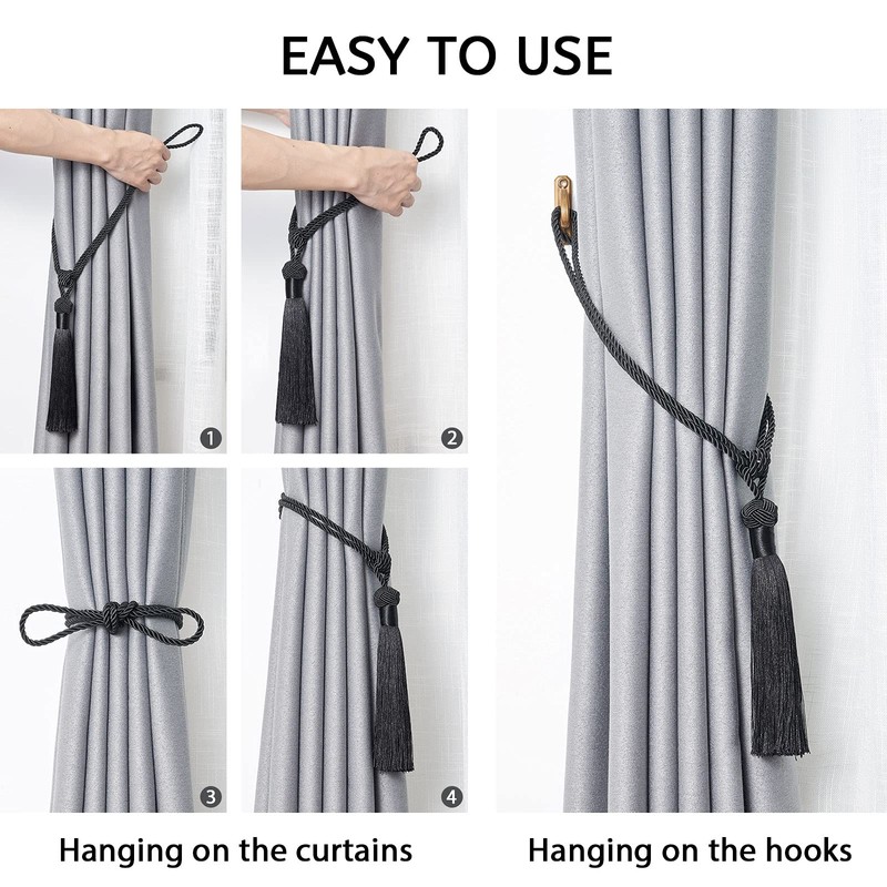 Pretty Jolly 2 Pack Long Tassel Curtain Tiebacks Handmade Braided