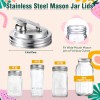 Baderke 4 Pcs Stainless Steel Mason Jar Pour Spout Lid