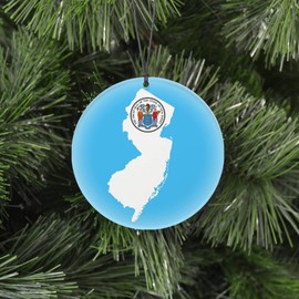 New Jersey Christmas Ornament - Frosted Edge Design Featuring State Flag and Map Composite Graphic - 2024 Acrylic Tree Decoration - Holiday Gift and Home Decor