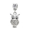 Dangle Owl with Clear Crystals Charm Bead for Charms Bracelets