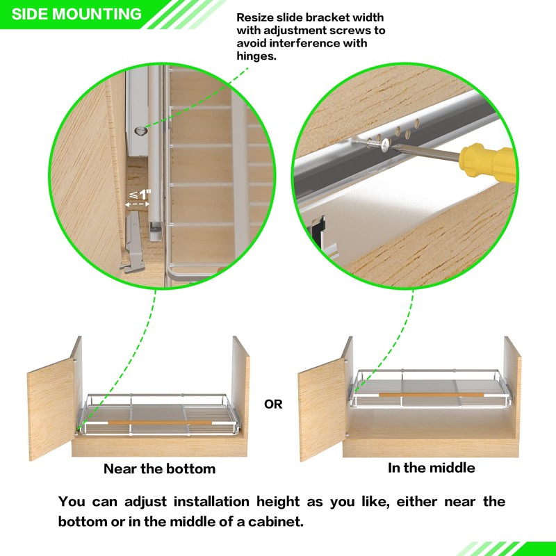 SOFRON Expandable Pull Out Drawer Cabinet Organizers, Heavy Duty Slide