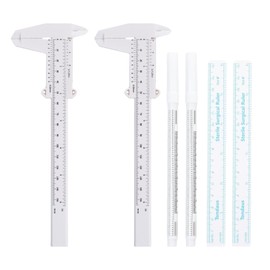 6 Pcs Eyebrow Mapping String,Tattoo Brow Marker Pen,White Pencil for Skin Marking Microblading Ruler Kit Makeup Face Stencil Plastic Measurement Caliper Measuring Eyebrow Mapping Pens,for Eyebrows