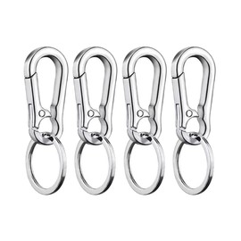 ZAAWUUT 4-Pack Dog Tag Clips,Metal Cat & Dog Collar Clip with Ring,Dog Tag Ring Holder Hook for Pet Collar and Harness (Silver)