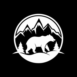 Oracal Bear Mountain Landscape Vinyl Sticker Decal - Winter Car Window Silhouette
