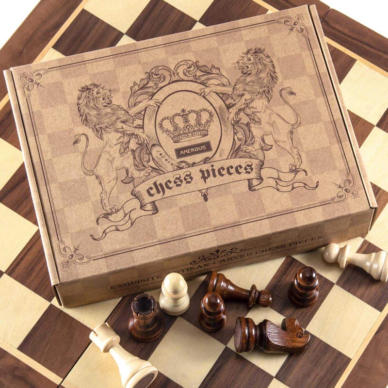 AMEROUS Wooden Chess Pieces Only, Tournament Staunton Wood Chessmen with