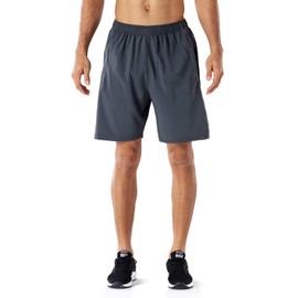 HMIYA Men's Casual Sports Quick Dry Workout Running or Gym Training Short with Zipper Pockets(Grey,XL)