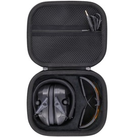 Baval for Walkers Razor Slim/Howard Leight Honeywell Impact Sport/Prohear 066 016 Electronic Ear Protection Muffs and Shooting Glasses, Travel Storage Carrying Case with Mesh Pocket(Black Case)