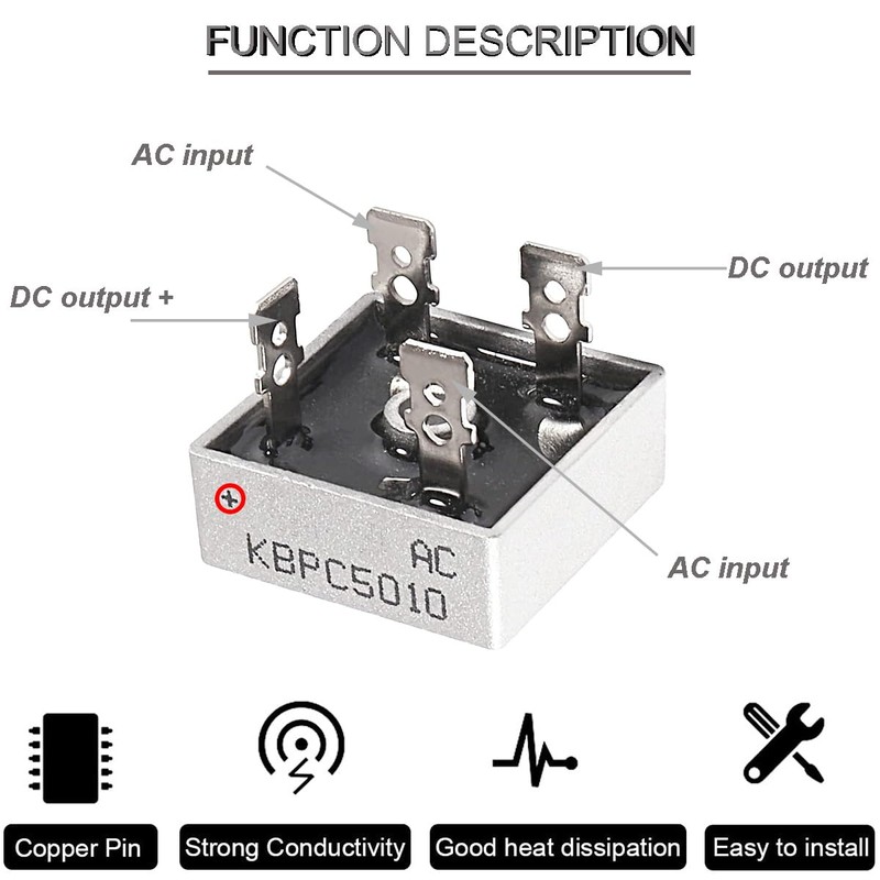 Youmile 10 KBPC5010 Bridge Rectifier Diodes Set 50A 1000V High