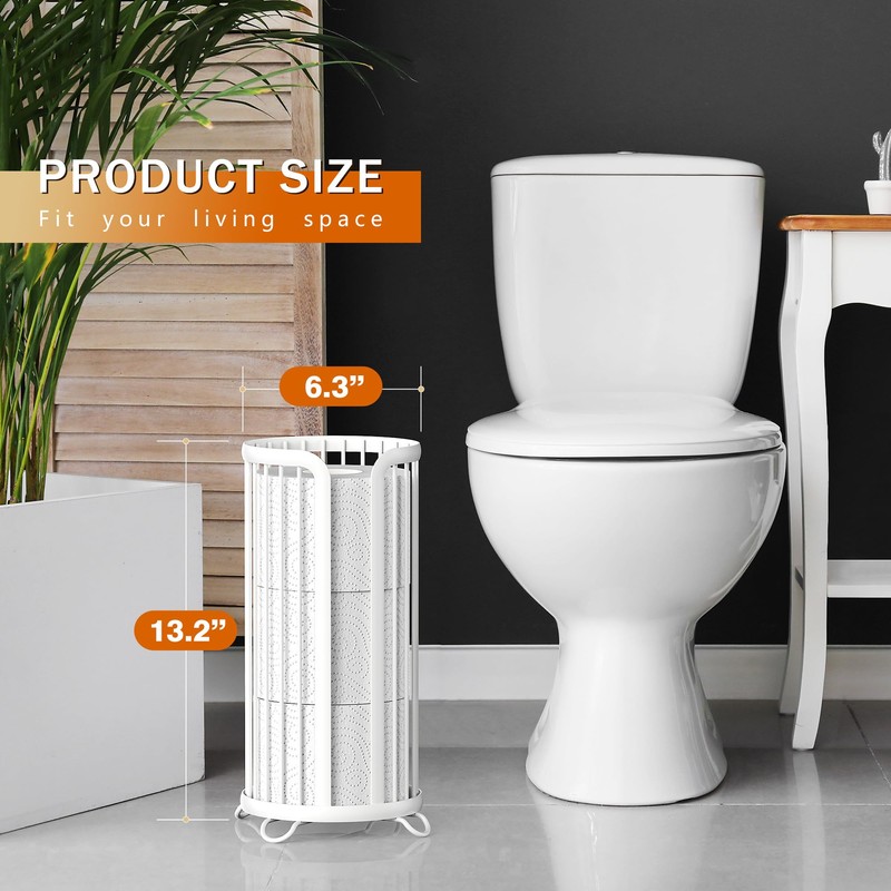 Bunoxea Toilet Paper Holder Stand, Freestanding Toilet Tissue Organizer, Minimalistic