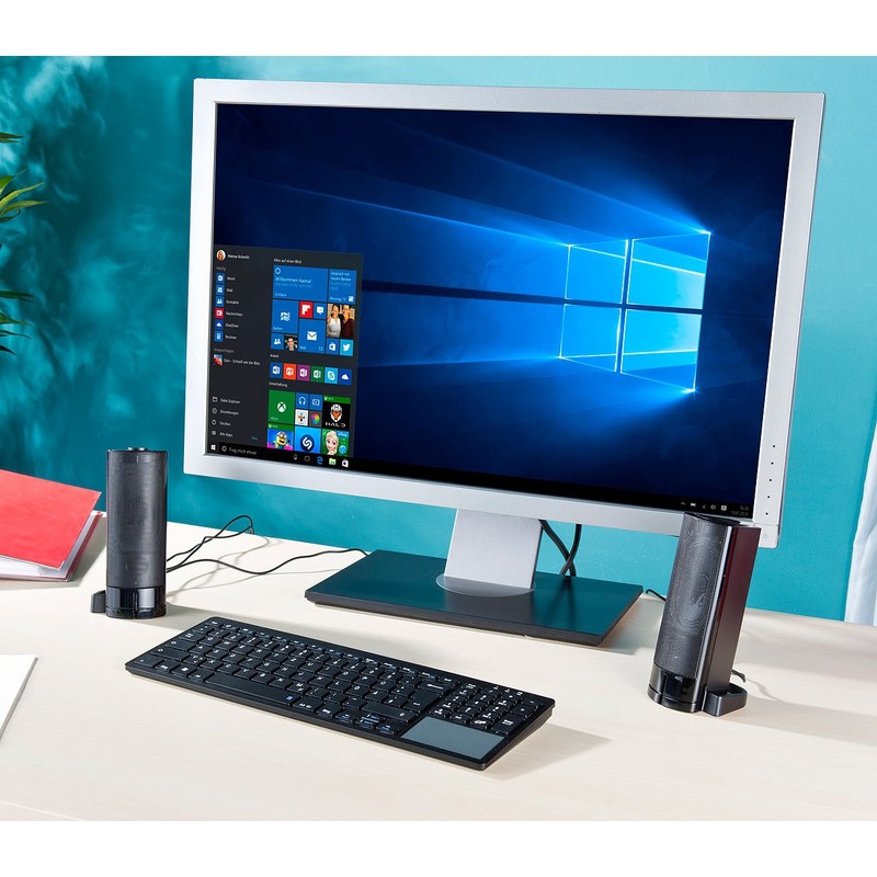 auvisio PC Boxes: 2-in-1 PC Stereo Speaker and Soundbar, 10