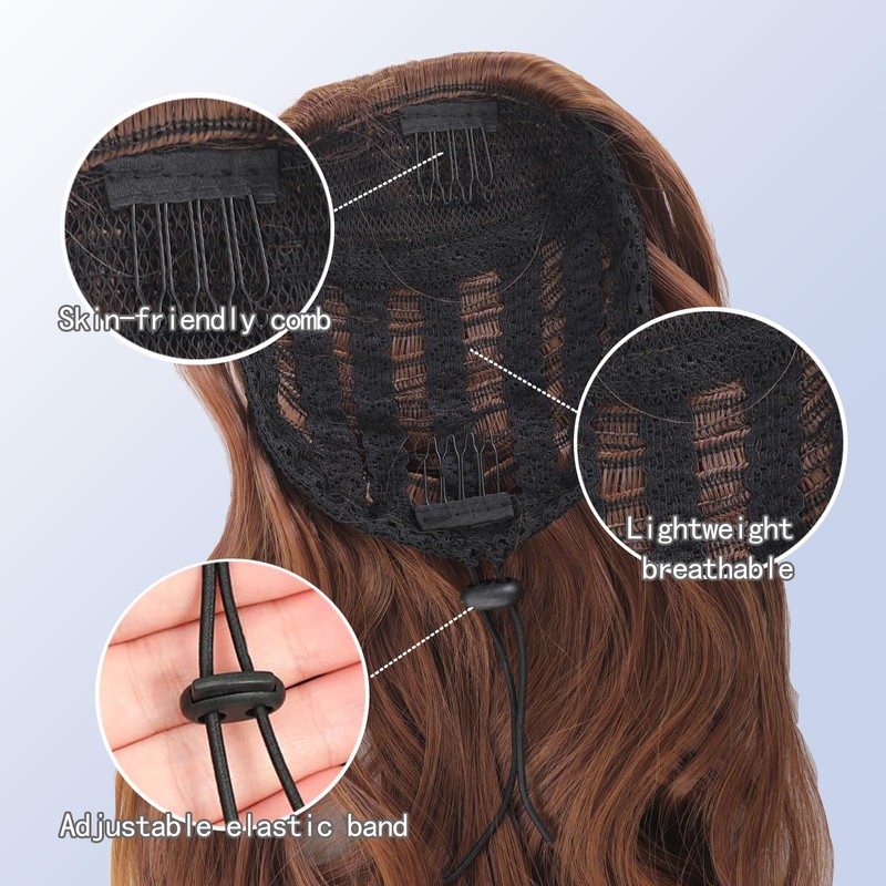 Drawstring Ponytail Extension Long Wavy Curly Drawstring Pony tail Multi-layered