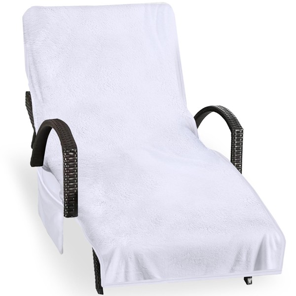 Ruikyhom Lounge Chair Towel Cover, Beach Chair Cover with Pockets,