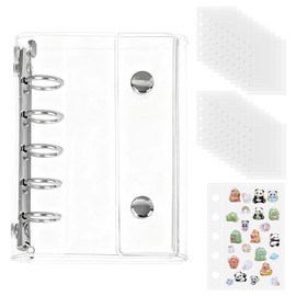 Charming Club M5/A7/A6 Transparent Plastic Seal Book Binder with 6 Holes, Length x Width, 4.9 x 4.1 inches (12.5 x 10.5 cm), Includes 20 Refills, Seal, Trekker, Storage, Push Up, Simple and Practical
