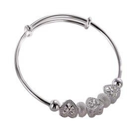 Bracelet Adjustable 925 Sterling Silver Heart Charm Bracelet