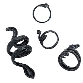 Cubahop Snake Rings Set Open Snake Stacking Rings Gothic Animal Band Rings Adjustable Knuckle Ring Set for Women Girls, Metal