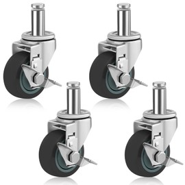 Besitu 3 inches Casters for Wire Shelving Racks, Heavy Duty Metro Rack Wheels with Brake Set of 4 Stem Casters Scaffolding Wheel Replacement (.864" x 2-3/16")