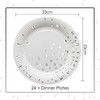 HNH Party Paper Plates Set 24 Pieces White with Silver