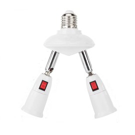 CLWHJ-360 Degrees Adjustable 2 in 1 E26/E27 Splitter Socket Adapter. E26/E27 Standard LED Bulbs 360 Degrees Adjustable 180 Degree Bendable Max Watt 120W(2 in 1)