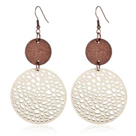 Ymapinc Bohemian Dangle Earrings for Women, Fashion Vintage Elegant Hippie Jewelry Fun Gift for Thanksgiving (Beige, PU Leather & Imitation Wood)