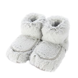 Warmies Warmies Microwavable Boots, Heatable Ladies Slipper Boots with French Dried Lavender, Soothing Warmth and Comfort, One Size Marshmallow Grey Colour