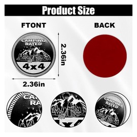 Camping Badge Rated Car Emblem, 4 x 4 3D Metal Car Badge Decals Stickers Round Emblem Decals, Car Exterior Emblems Badge Compatible with Jeep Wrangler Vehicles Trucks SUV RV (Camping Rated/2PCS)