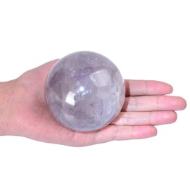 VIZYTOU Natural Mica Fluorite Ball Quartz Crystal Sphere Gemstone Orb Stone Ball with Wooden Base