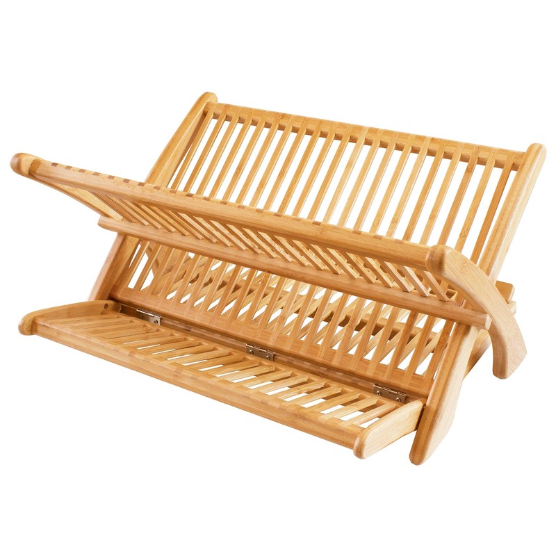 Totally Bamboo Eco Collapsible Dish Drying Rack, Natural Bamboo