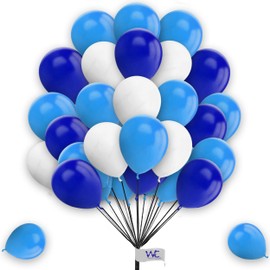 Plain Round Balloons - 5 Inch White, Blue & Light-Blue for Birthday, Baby Shower, Engagement & Wedding Parties - Pack of 25 Latex Balloons