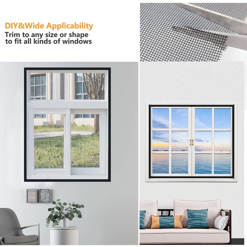 WD&CD Adjustable DIY Window Net Fiberglass Fine Mesh Screen Protector,