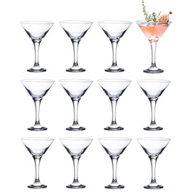Vikko Martini Glasses Set of 12, 5.2 Ounce Cocktail Glasses with Stem, Elegant Cosmopolitan Glasses for Martinis and Cocktails, Dishwasher Safe, Bulk Martini