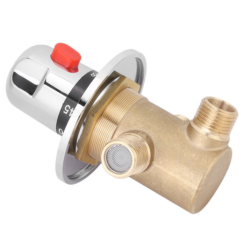 G1/2in 3 Way Brass Thermostatic Mixing Valve Faucet Temperature Mixer