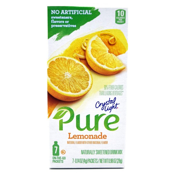 Crystal Light Pure Lemonade On The Go Drink Mix, 7-Packet Box (5 Box Pack)
