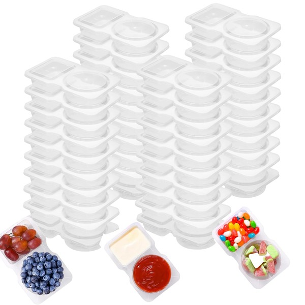 Woobroo 40 Pack Double Compartment Condiment Containers Reusable Snack Containers