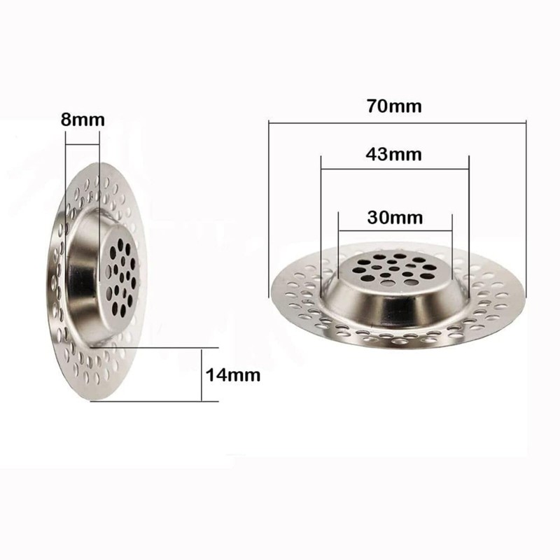 (4 pcs) 70mm Stainless Steel Kitchen Sink Strainer Plug Sink