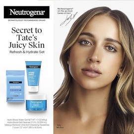 Neutrogena Refresh & Hydrate Skin Care Set, Gift Set with Tate McRae's Must-Haves, Includes Makeup Remover Wipes, Gel Facial Cleanser, & Water Gel Fac