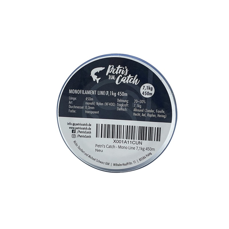PetrisCatch Monofilament Predator Fishing Line, 450m, 7.1kg, 0.3mm Diameter