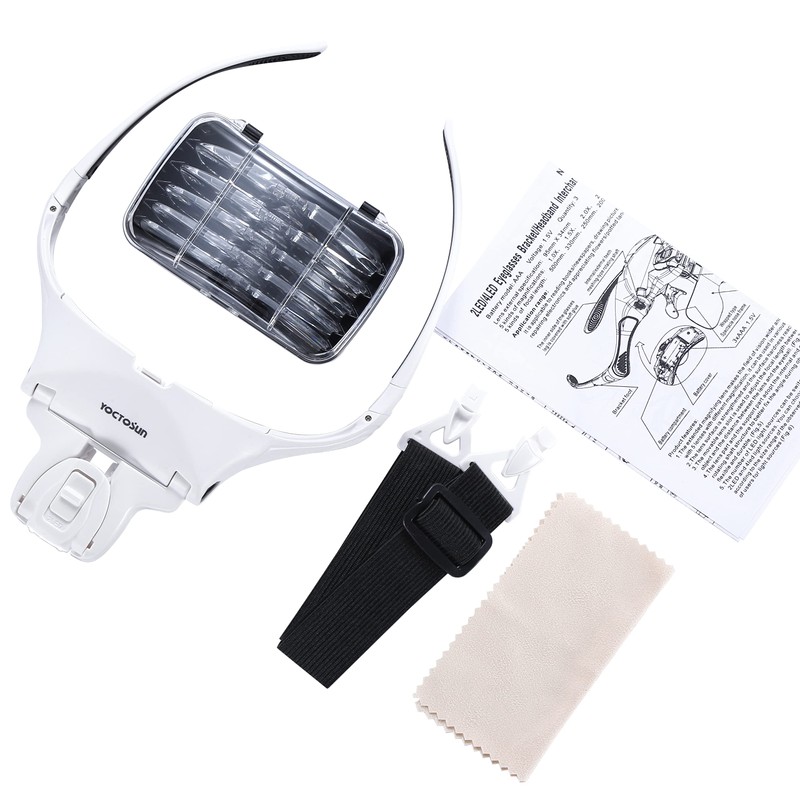 YOCTOSUN Head Magnifying Visor with 4 LED Lights and 5