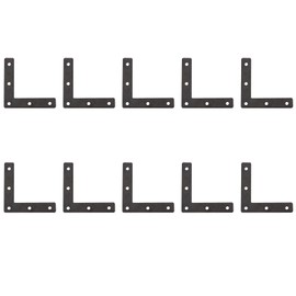 Leliafleury 10Pcs Flat L Corner Bracket Stainless Steel Mending Plates Flat Angle Connectors Joining Brace Brackets for Furniture Desk Table Shelf, 80mm x 80mm