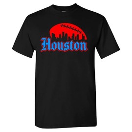 Xtreme Apparrel Houston Football Skyline Men's Fan T-Shirt (Black Shirt, S)