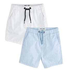 HILEELA ANG - Pantalones cortos de verano de algodón casual con cordón ajustable de punto, pantalones cortos para bicicleta activa, juegos de 2 piezas, 2308#whitebluechino, 6 Años