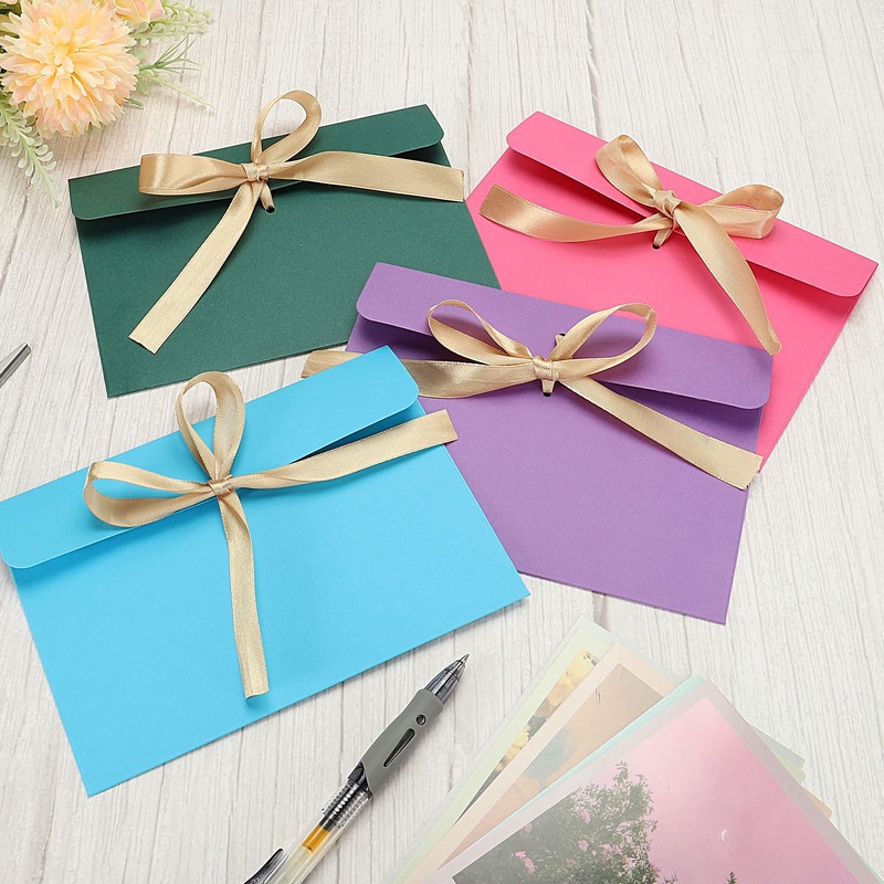 PATIKIL Invitation Envelopes, 25 Pack Greeting Card Envelope with Ribbon