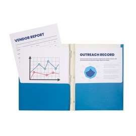 Blue Folders with Prongs, Blue Folders with Pockets and Prongs, 2 Pocket Folder with 3 Brads, Paper, 50 Pack